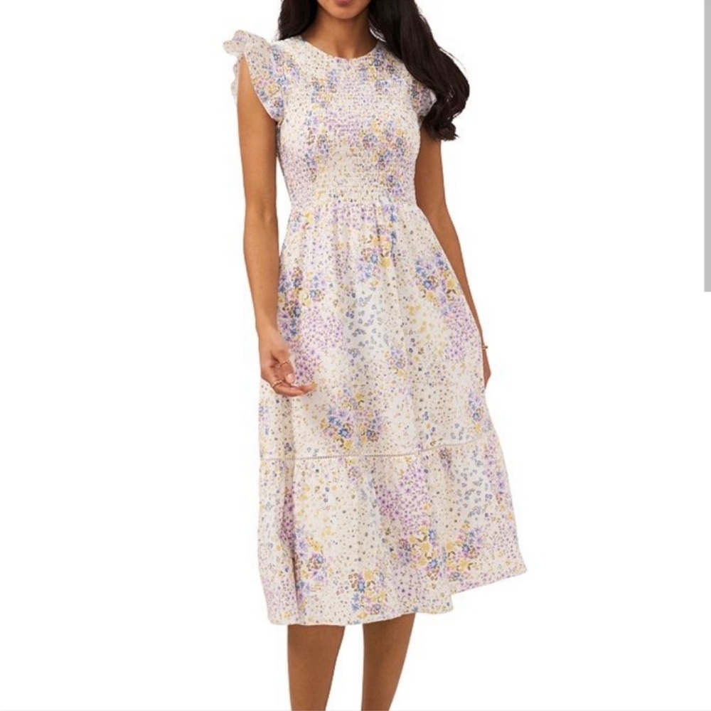 1. State floral smocked midi dress, size M